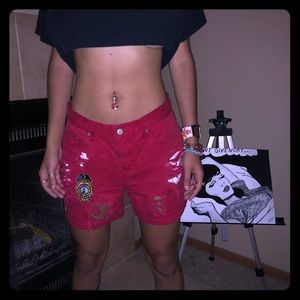 Red high waisted shorts!